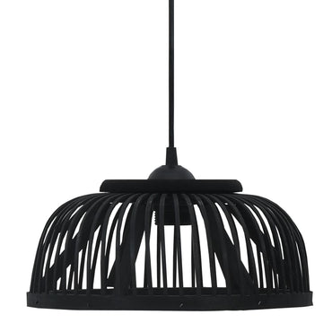 Pendant Lamp Black Bamboo 37x15.5 cm 40 W Semicircle E27