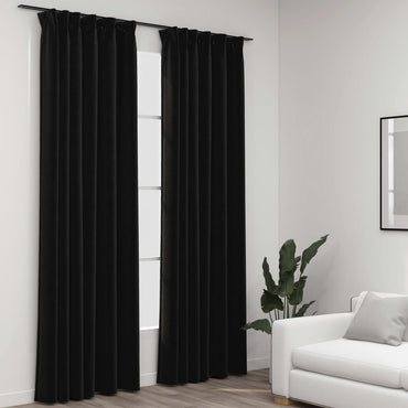 LinenLook Blackout Curtain with Hooks Anthracite 290x245 cm
