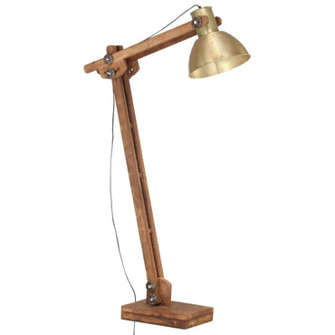 Floor Lamp Brass Solid Mango Wood E27