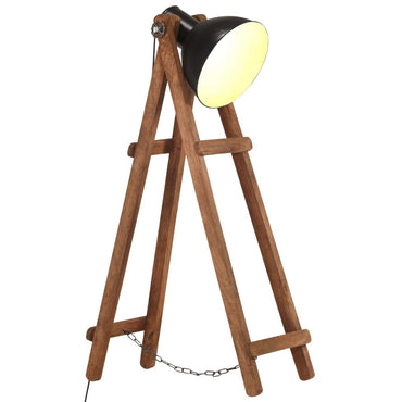 Floor Lamp Black E27 Solid Mango Wood