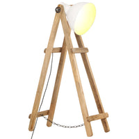 Floor Lamp White E27 Solid Mango Wood