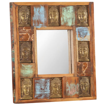 Mirror with Buddha Cladding 50x50 cm Solid Reclaimed Wood