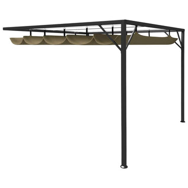 Garden Wall Gazebo with Retractable Roof 3x3 m Taupe 180 g/m虏
