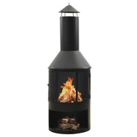 Garden Stove with Grid and Poker 47x47x135.7 cm Steel