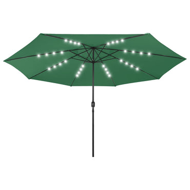 Outdoor Parasol with LED Lights and Metal Pole 400 cm Green