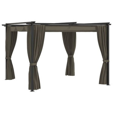 Gazebo with Curtains 3x3 m Taupe Steel