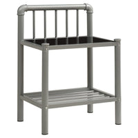 325097 Bedside Cabinet Grey and Black 45x34,5x62,5 cm Metal and Glass