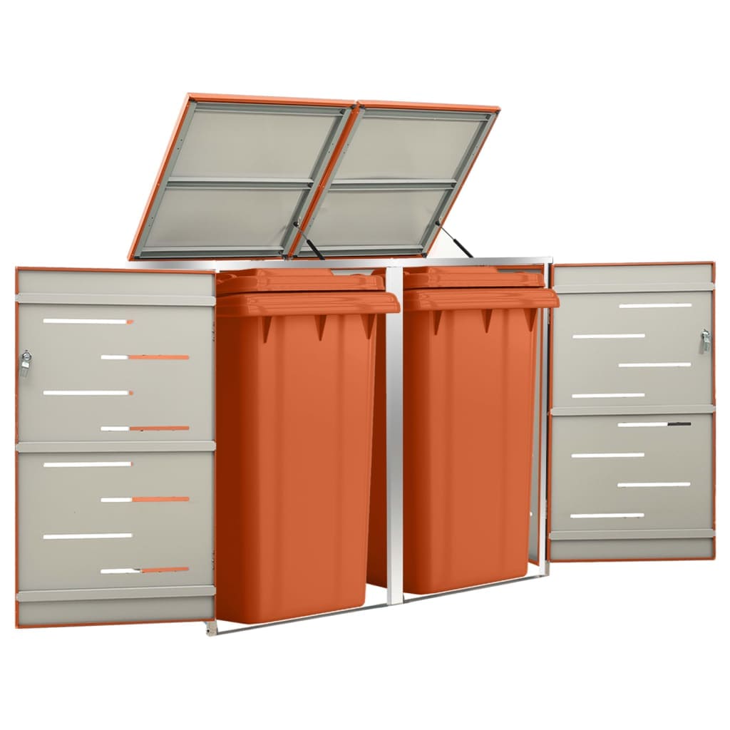 Double Wheelie Bin Shed 138x77.5x115.5 cm Stainless Steel