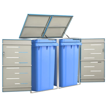Double Wheelie Bin Shed 138x77.5x115.5 cm Stainless Steel