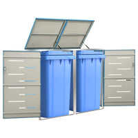 Double Wheelie Bin Shed 138x77.5x115.5 cm Stainless Steel