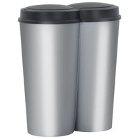 Duo Bin Trash Can Silver and Black 50 L