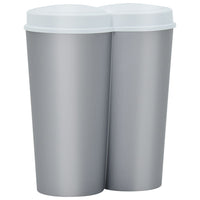 Duo Bin Trash Can Silver and White 50 L