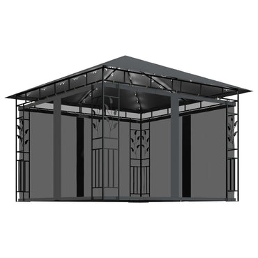 Gazebo with Mosquito Net and String Lights 3x3x2,73 m Anthracite 180 g/m虏 (47972+315536)
