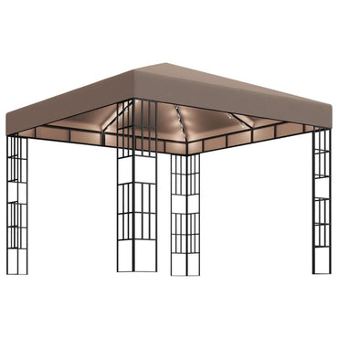 Gazebo with String Lights 3x3 m Taupe (312257+315536)