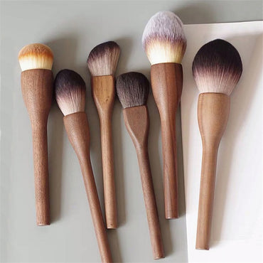 Vintage European Wood Handle Makeup Brush Set