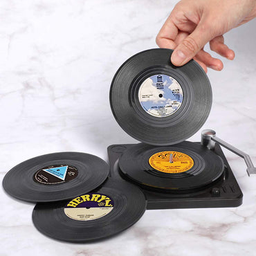 Set of 6 Vinyl Coasters for Drinks