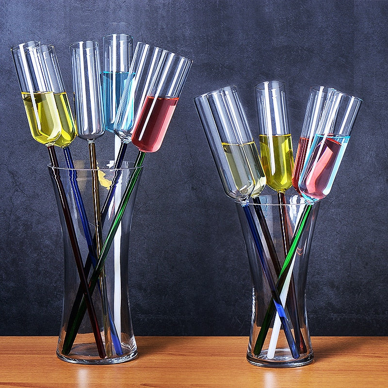 6Pcs Colourful Champagne Flutes