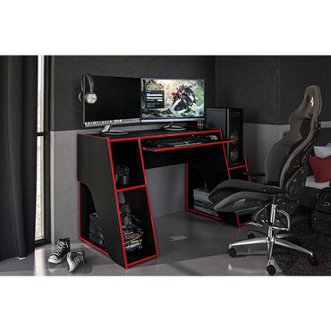 Red Finish Gaming Desk with Keyboard Tray