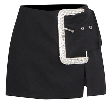 Joskaa Sexy Crystal Buckle Mini Skirt