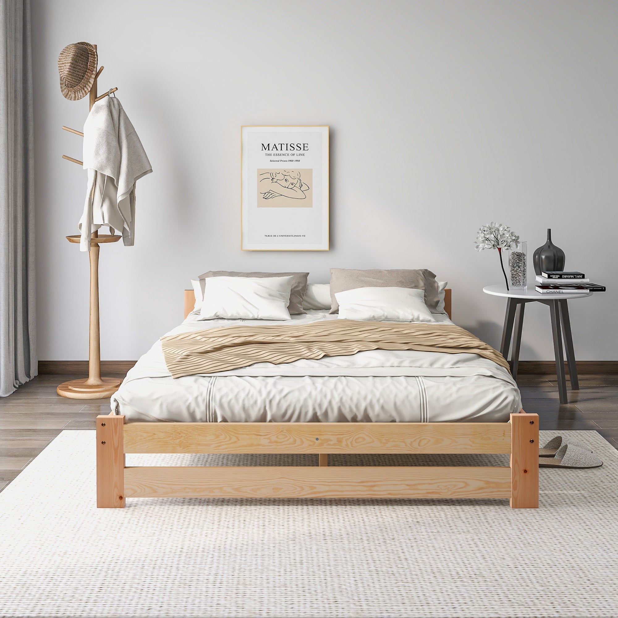 140x200cm Natural Solid Wood Bed