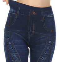 Faux Denim Elasticated Trousers