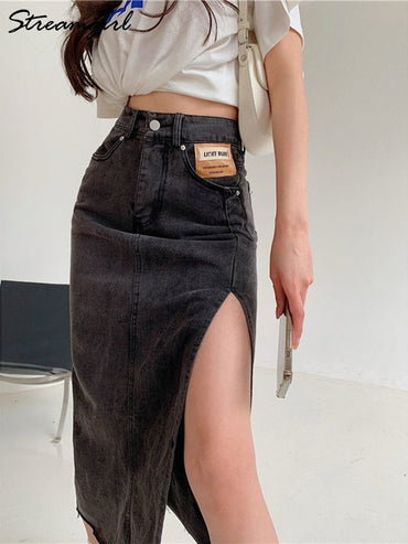 Streamgirl Maxi Denim Skirt
