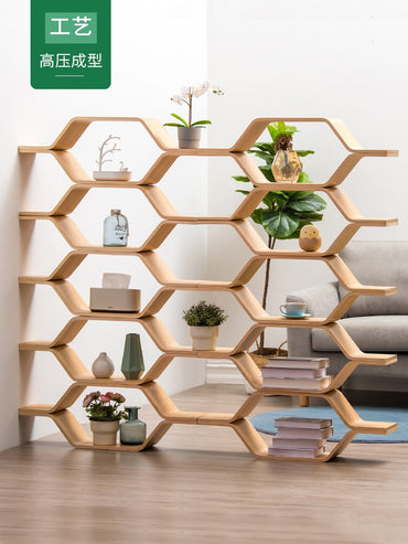 Bamboo Floor Storage Shelf Wall