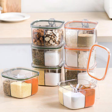 Transparent 4 Compartment Seasoning Container