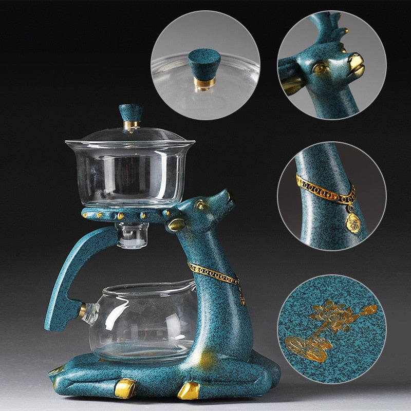 Magnetic Rotation Glass Tea Pot