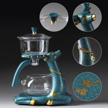 Magnetic Rotation Glass Tea Pot