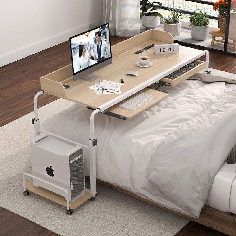 Height Adjustable Overbed Table with Wheels