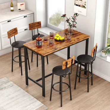 5 Piece Modern Dining Set With Upholstered Chairs