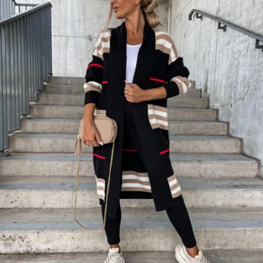 Super Elegant Winter Warm Striped Mid-Calf Cardigan