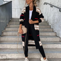 Super Elegant Winter Warm Striped Mid-Calf Cardigan