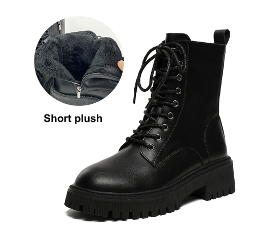 Ladies Winter Warm Plush Lace-Up Boots