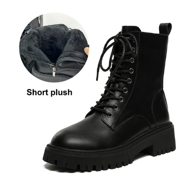 Ladies Winter Warm Plush Lace-Up Boots