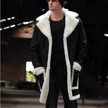 Winter Warm Plush Thickened Patchwork Long Jacket