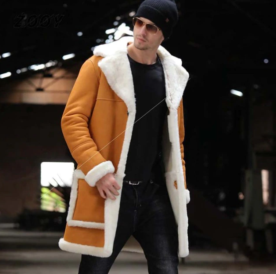 Winter Warm Plush Thickened Patchwork Long Jacket