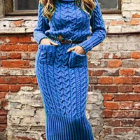 Long Sleeve Vintage Winter Sweater Dress