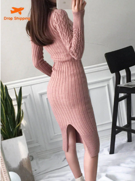 Long Sleeve Vintage Winter Sweater Dress