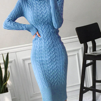 Long Sleeve Vintage Winter Sweater Dress