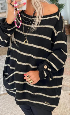 New Winter Striped Knitted Loose Pullover Sweater