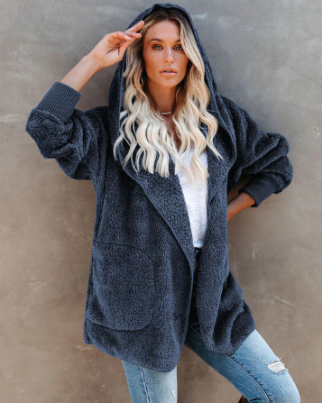 Autumn and Winter Warm Long Sleeved Hoode Cardigan