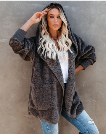 Autumn and Winter Warm Long Sleeved Hoode Cardigan