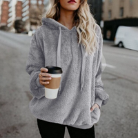 Plush Long-sleeve Hooded Loose Sweat Top