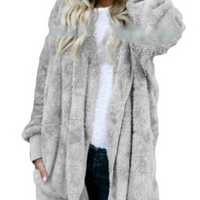 Loose Fit Reversible Plush Midi Coat