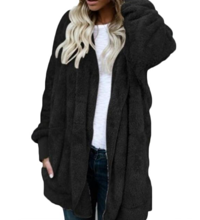 Loose Fit Reversible Plush Midi Coat