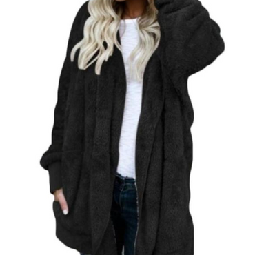 Loose Fit Reversible Plush Midi Coat