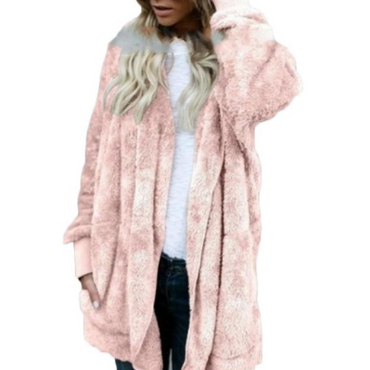 Loose Fit Reversible Plush Midi Coat