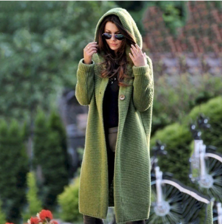 Hooded Cashmere Long Winter Warm Cardigan